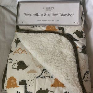 Modern Baby Reversible Stroller Dinosaur Sherpa 42 X 42”